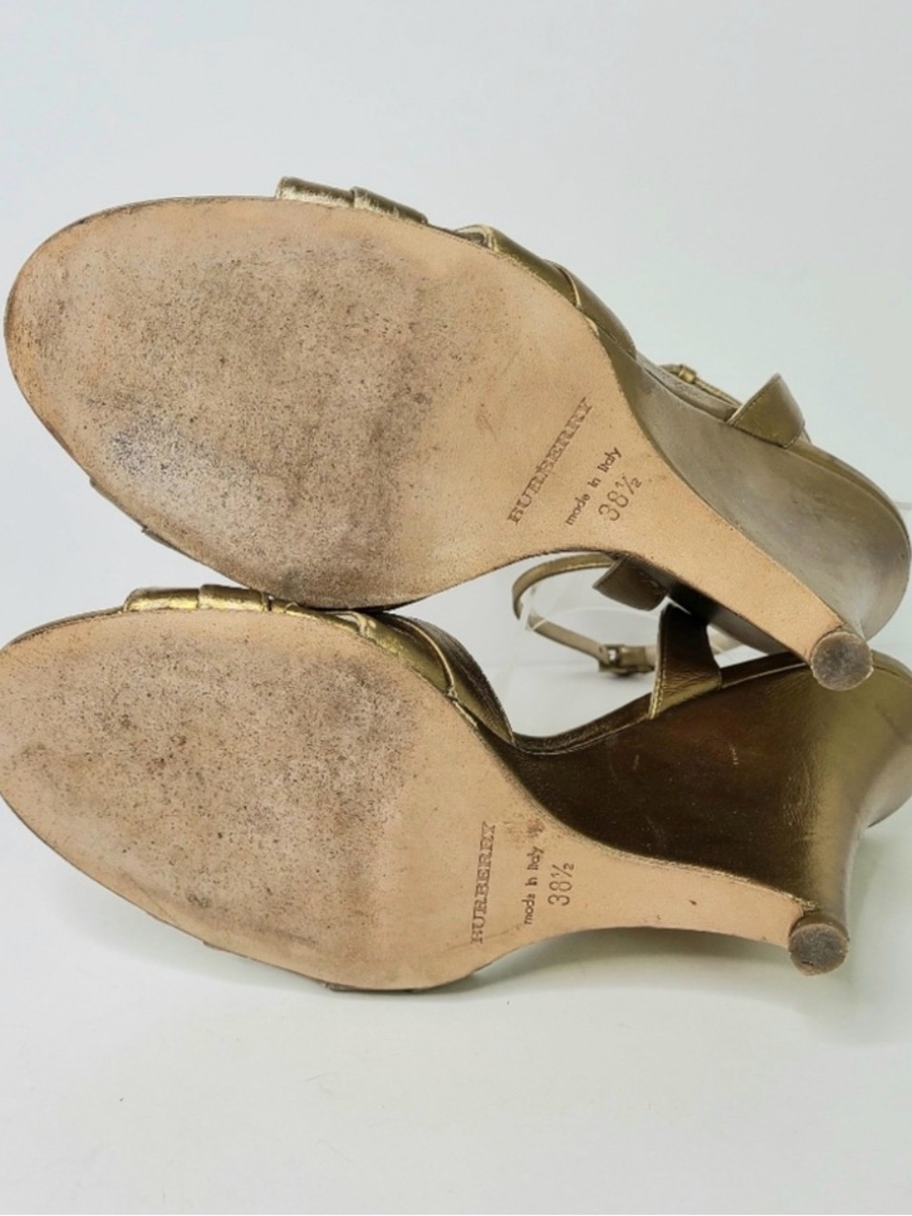 Burberry Shelma Metallic Bronze Leather Wedge Strappy Sandals - Picture 4 of 6